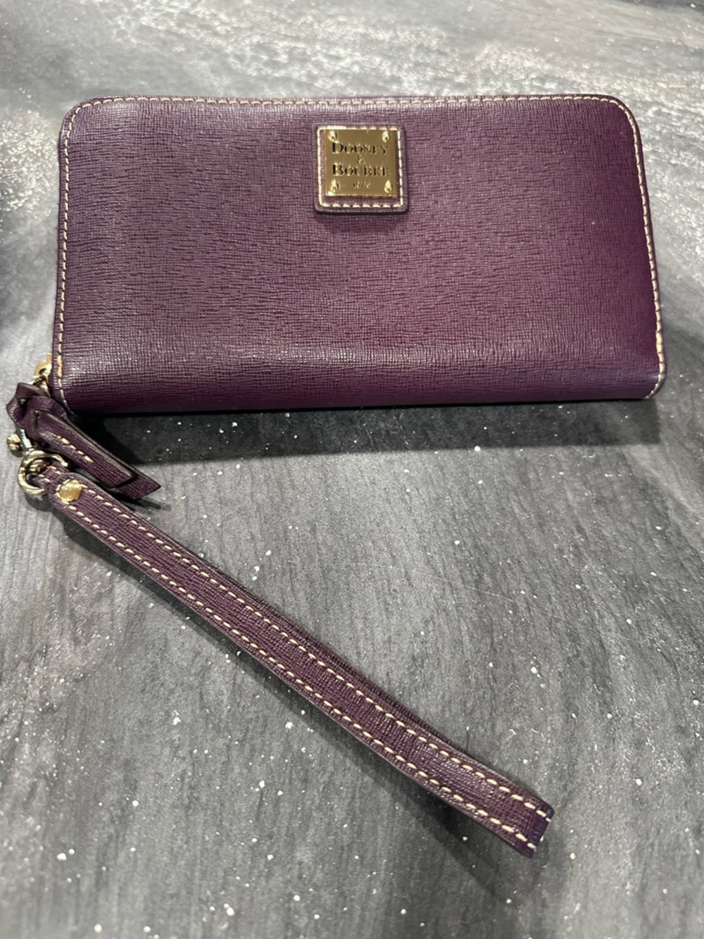 Dooney & Bourke Plum Saffiano Zip-Around Wristlet